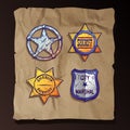 Sheriff stars on old paper background.