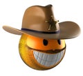 Sheriff style emoji smile sphere.