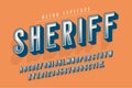 Sheriff trendy vintage display font design, alphabet