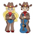 SHERIFFS Cowboy Cartoon Western Music Vector Illustration Set Royalty Free Stock Photo