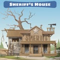 Sheriffs house with prison and scaffold, wild West