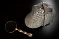 Sherlock Deerstalker Hat, And Vintage Magnifying Glass