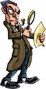 Sherlock Holmes cartoon with magnifying glass