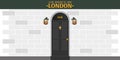 Sherlock Holmes. Detective illustration. Illustration with Sherlock Holmes. Baker street 221B. London. Big Ban.