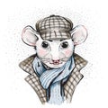 Sherlock Holmes - Great Mouse Detective. Cartoon. Watercolor style Royalty Free Stock Photo