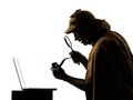 Sherlock holmes laptop computer silhouette Royalty Free Stock Photo