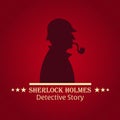 Sherlock Holmes poster. Detective illustration. Illustration with Sherlock Holmes. Baker street 221B. London. Big Ban.