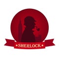 Sherlock Holmes poster. Detective illustration. Illustration with Sherlock Holmes. Baker street 221B. London. Big Ban.