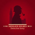 Sherlock Holmes poster. Detective illustration. Illustration with Sherlock Holmes. Baker street 221B. London. Big Ban.