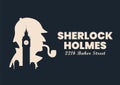 Sherlock holmes silhouette with Big Ben London Banner sign