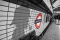 Sherlock Holmes silhouette sign in the Baker Street subway station Royalty Free Stock Photo