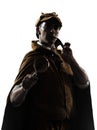 Sherlock holmes silhouette Royalty Free Stock Photo