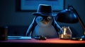 A Sherlock penguin the detective. generative ai