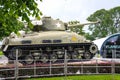 Sherman. American tank that participated in the Second World War on display in Normandy, France