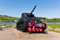 Sherman tank Slapton Sands Devon memorial for US servicemen Royalty Free Stock Photo