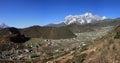 Sherpa village Khumjung and snow capped Kongde Ri