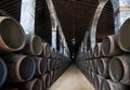 Sherry barrels in Jerez bodega, Spain Royalty Free Stock Photo