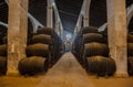 Sherry barrels in Jerez bodega, Spain Royalty Free Stock Photo