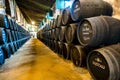 Sherry barrels in a bodega in spain Royalty Free Stock Photo