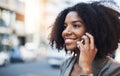 Shes free to talk business at any time. a young businesswoman talking on a cellphone in the city. Royalty Free Stock Photo