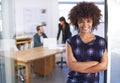 Shes full of ambition. Portrait of a young female architect with her colleagues working in the background. Royalty Free Stock Photo