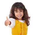 Shes got a positive attitude. Portrait of a cute little girl showing a thumbs up. Royalty Free Stock Photo