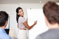 Shes great with budgets. A young businesswoman facilitating a budget meeting in the boardroom.