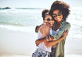 Shes my best friend and my chosen sister. two girlfriends enjoying themselves at the beach. Royalty Free Stock Photo