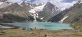 Sheshnag Lake surrounded with snow capped mountains in its all glory.