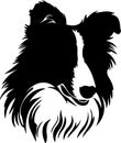 Shetland Sheepdog Black Silhouette Generative Ai