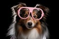 Shetland Sheepdog Dog Dressed As A Scientist On Blush Color Background