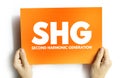 SHG - Second Harmonic Generation acronym on card, abbreviation concept background Royalty Free Stock Photo