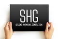 SHG - Second Harmonic Generation acronym text on card, abbreviation concept background Royalty Free Stock Photo