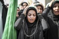 Shia Muslim women shout Islamic slogans Ashura procession