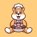 Shiba Cake Maker Cartoon Illustration