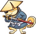 Shiba dog with Japanese ronin attire Royalty Free Stock Photo