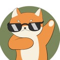 Shiba inu cool in glasses standing with paws up