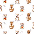 Shiba inu dog cute pattern vector background.