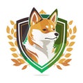 Shiba inu dog mascot character logo design with badges