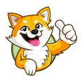 Shiba Inu dog mascot character, thumb up smiling dog cartoon logo template