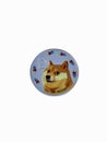 Shiba Inu in the gold medal Hunting dog from Japan, Meme Dog on white background, DogeCoin symbol