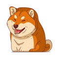 A Shiba Inu, isolated vector illustration. Cute cartoon picture for children of a kind smiling dog. Drawn dog sticker