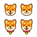 Shiba Inu puppy face set Royalty Free Stock Photo