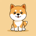 Shiba Inu puppy flat vector illustration. Cute Siba-inu dog vector minimalistic art