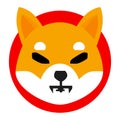 Shiba Inu SHIB token symbol cryptocurrency logo icon isolated on white background.