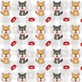 Shiba inu vector seamless pattern