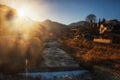 Shibu onsen cityscape at sunrise Royalty Free Stock Photo