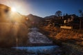 Shibu onsen town at sunrise, Yamanouchi Royalty Free Stock Photo