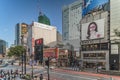 TOKYO, JAPAN - August 21 2018: Shibuya Crossing Intersection in front of Shibuya Station on a bright day blue sky Royalty Free Stock Photo