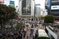 The famous Shibuya crossing located in front of the shibuya station in Tokyo, Japan.